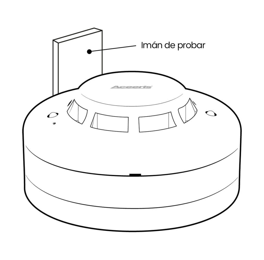 Detector de Humo Fotoelectrico marca ACEE928N. Dibujo de testeo