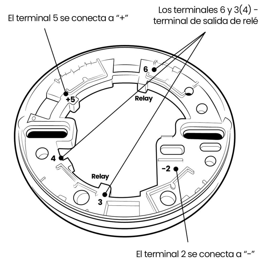 Detector de Humo ACEE928N marca Aceeris. Ilustracion de la correcta conexion e instalacion